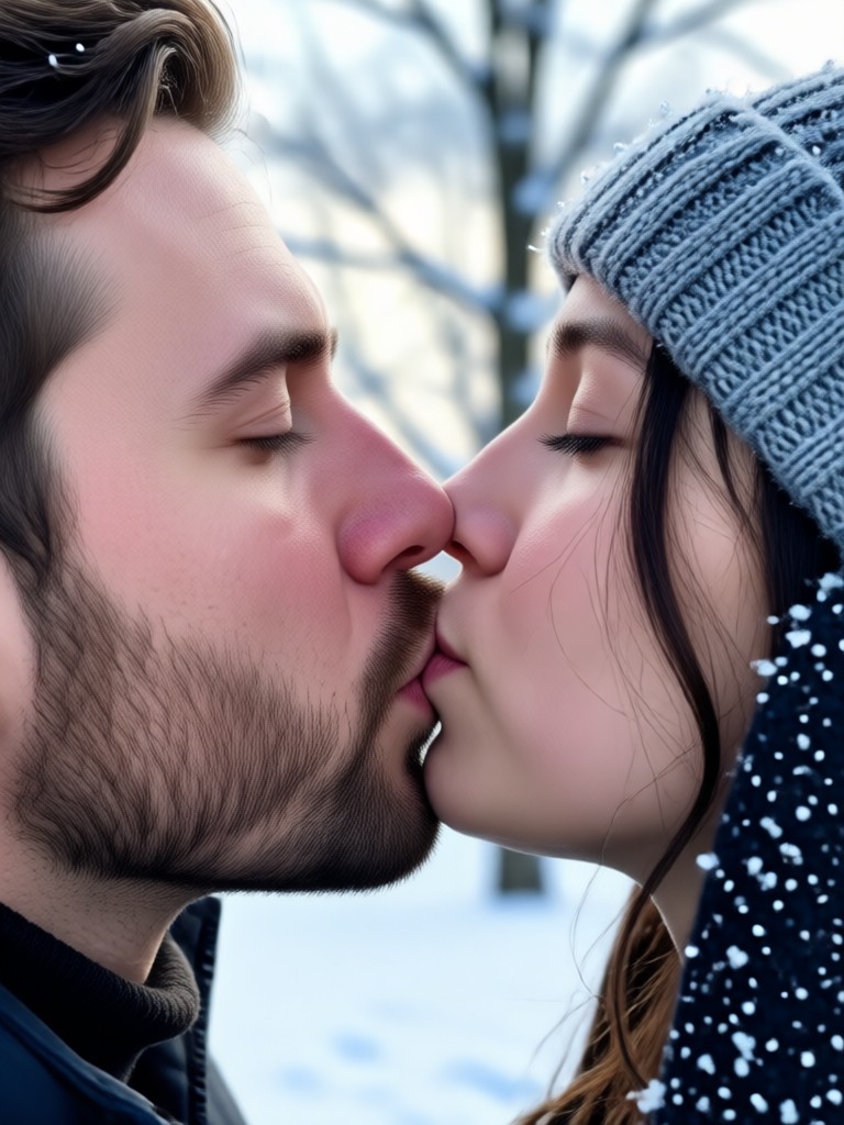 Kiss under mistletoe animation