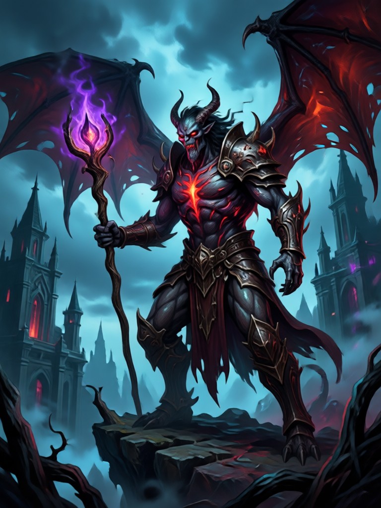 Necromancer raising skeletons in a moonlit ritual