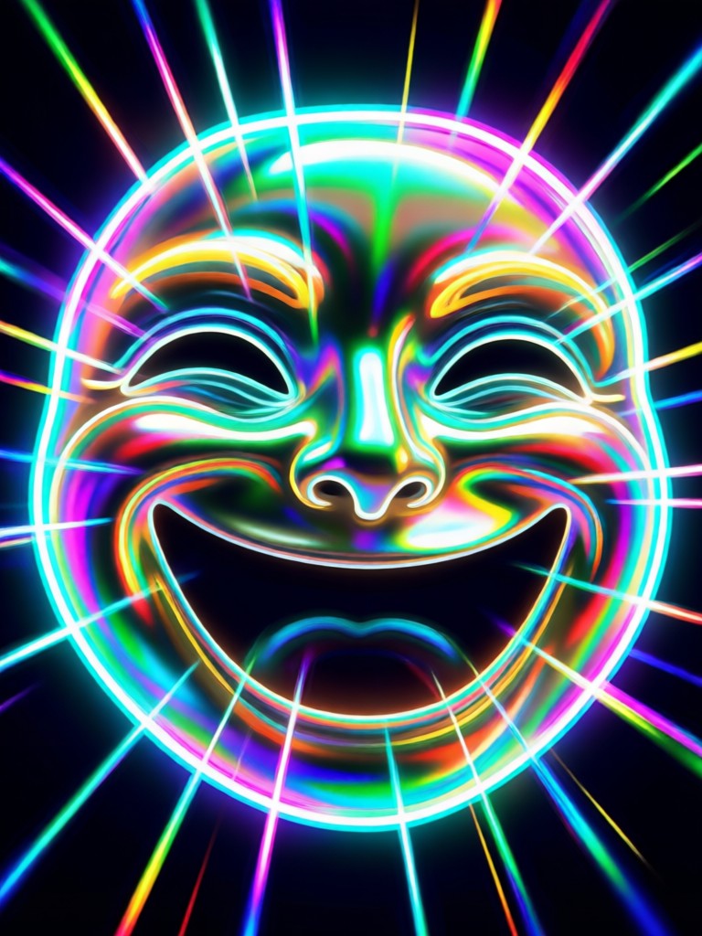 Cartoon character with realistic AI laughing animation