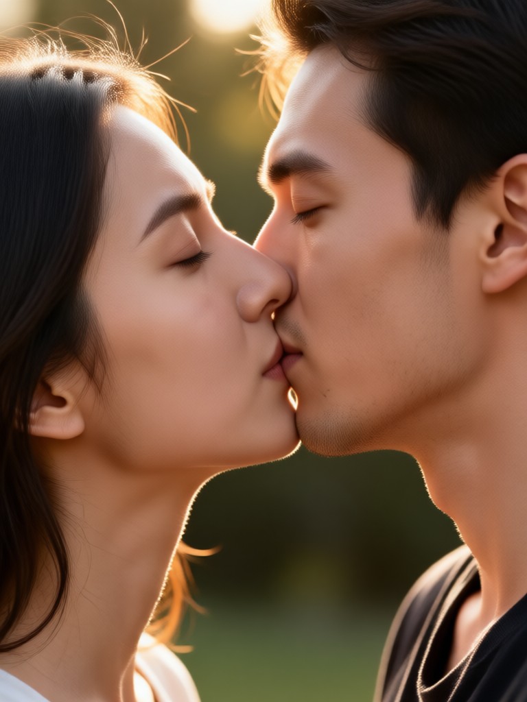 Anime style romantic couple kiss generated by AI