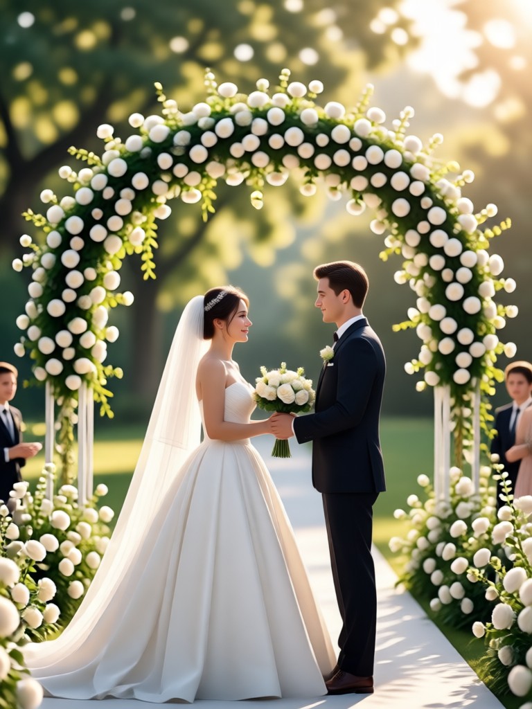 Vídeo de casamento branco clássico por IA