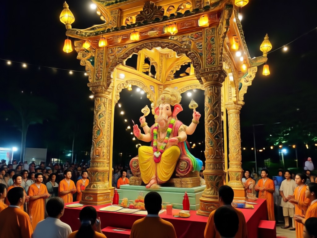 AI generated Ganpati darshan scene