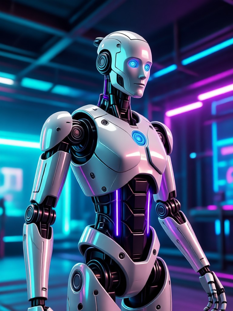 Anime style robot filter with vibrant colors and sleek lines