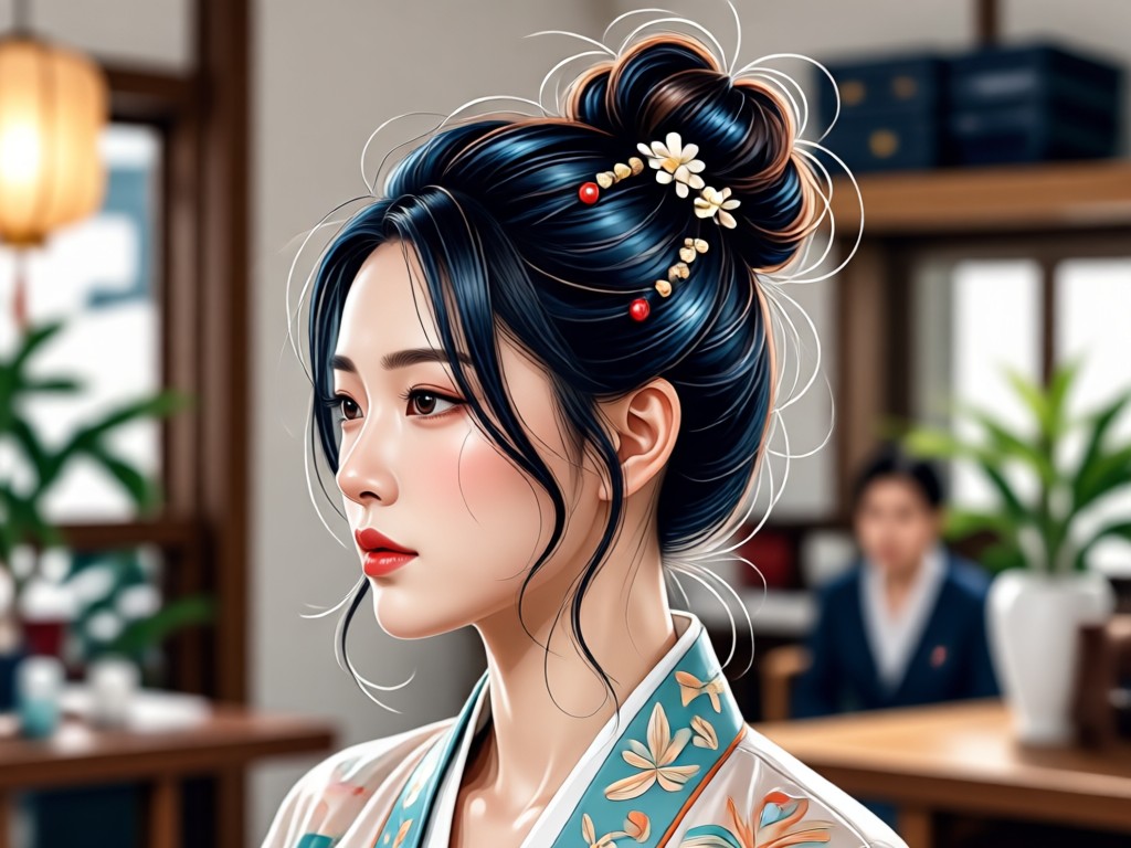 Realistic hair texture generated by Korean Hairstyle AI