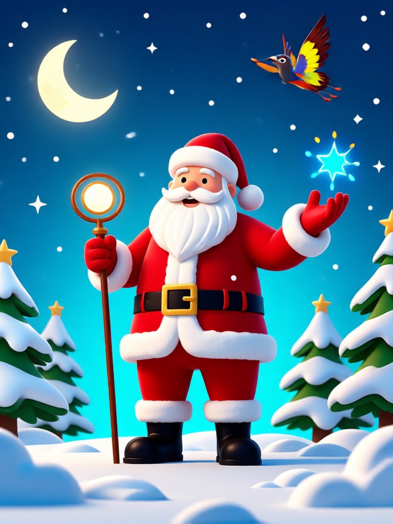 Santa guiñando el ojo y saludando en saludo navideño