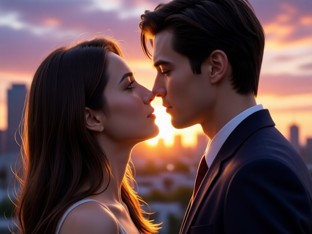 AI generated cinematic kiss motion close up
