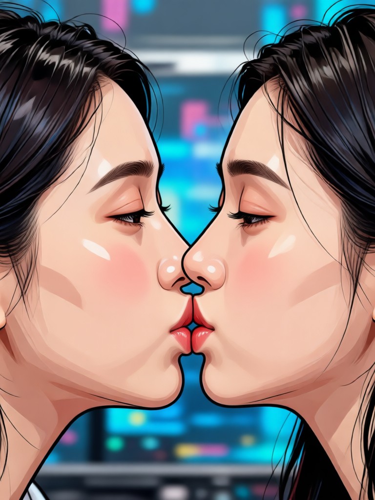 Mobile app creating kiss animation