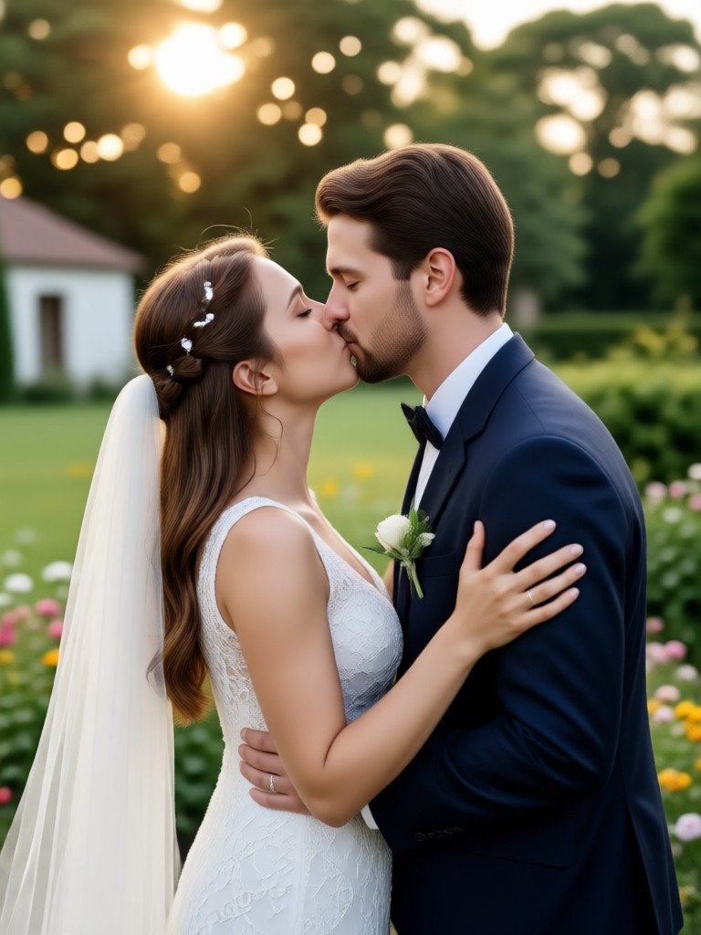 Modern couple kiss with urban background