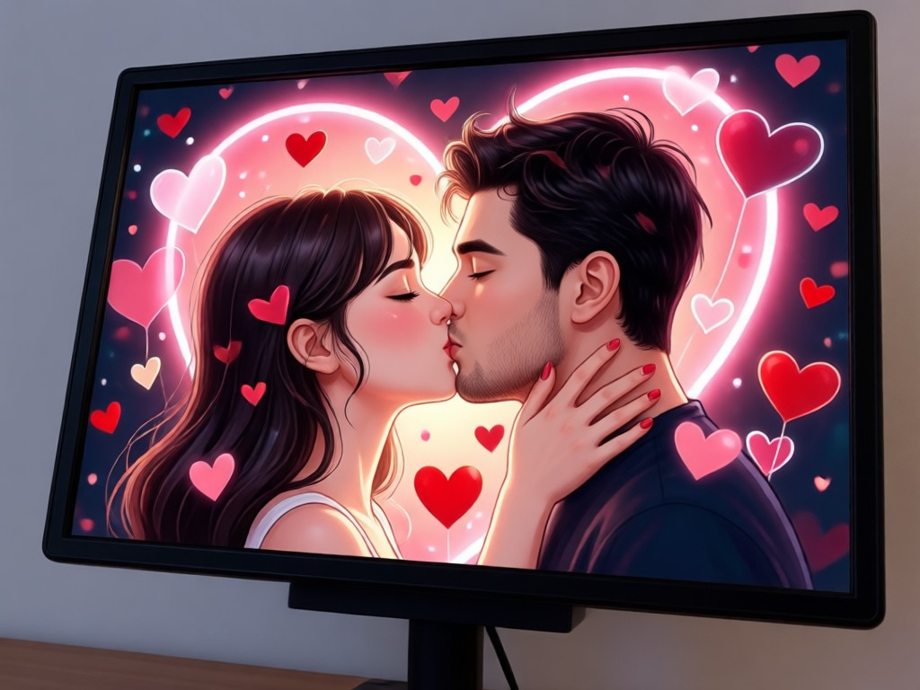 A person showing a Valentine kiss video on their phone as a gift