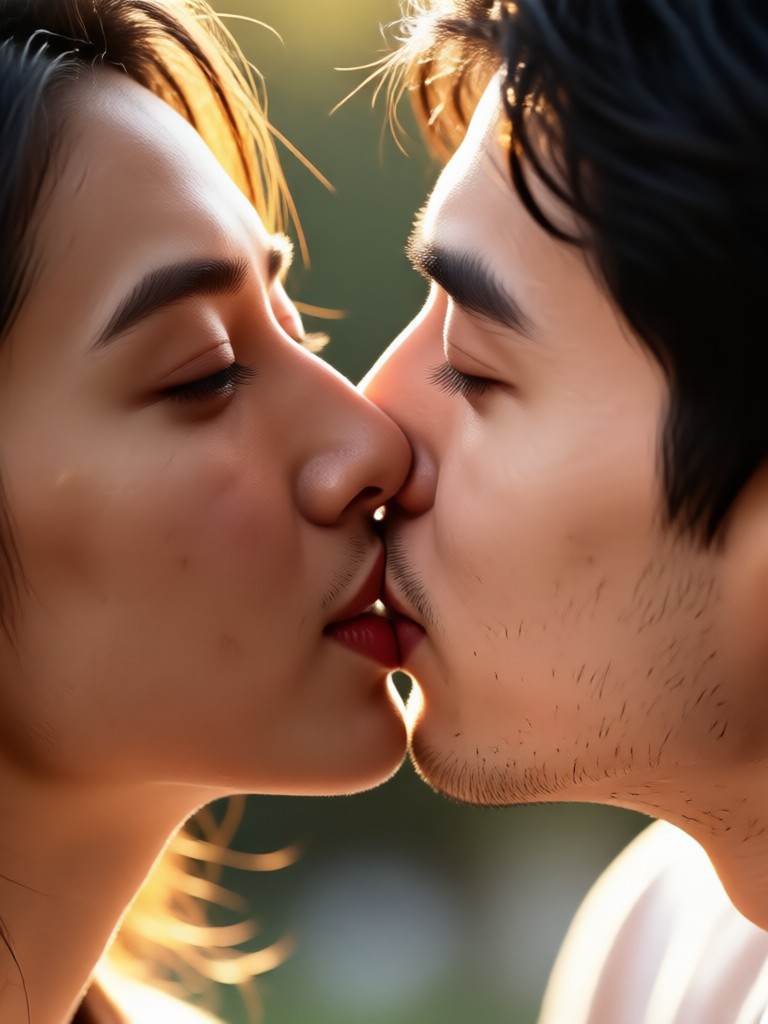 Dramatic rain kiss effect