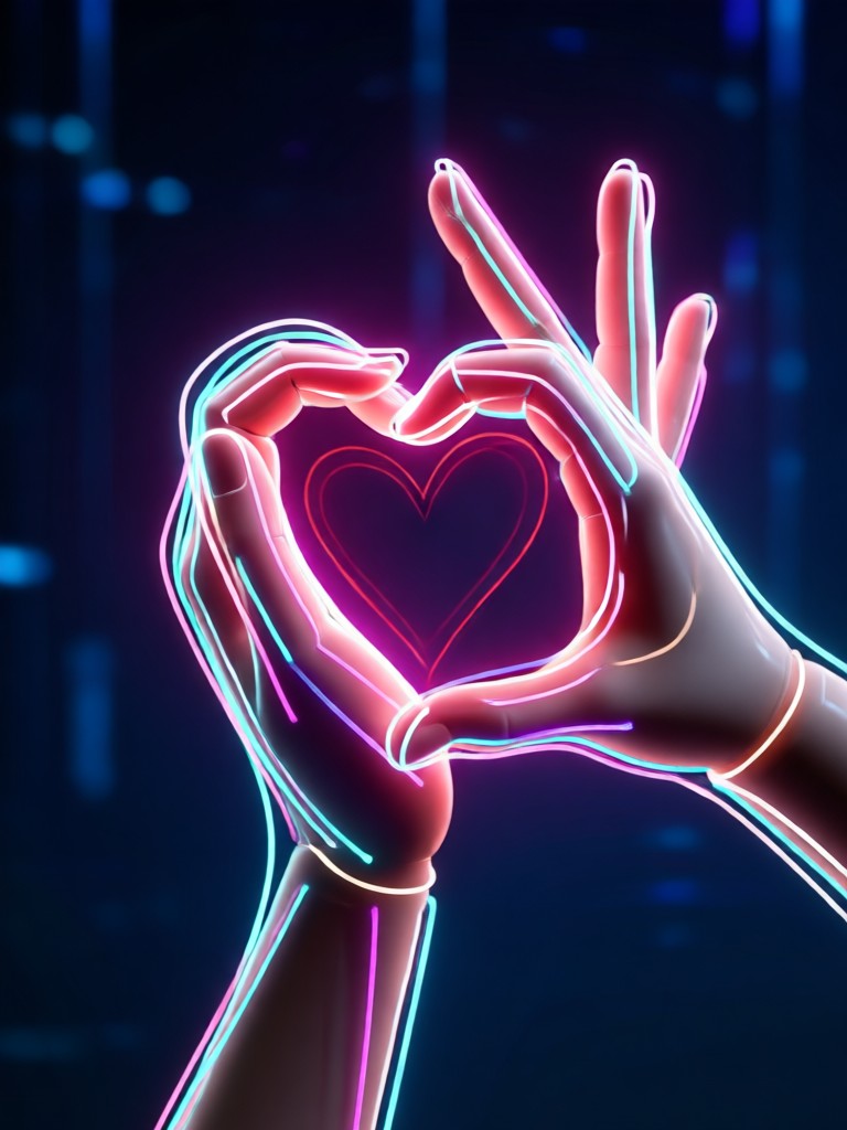Romantic couple finger heart video