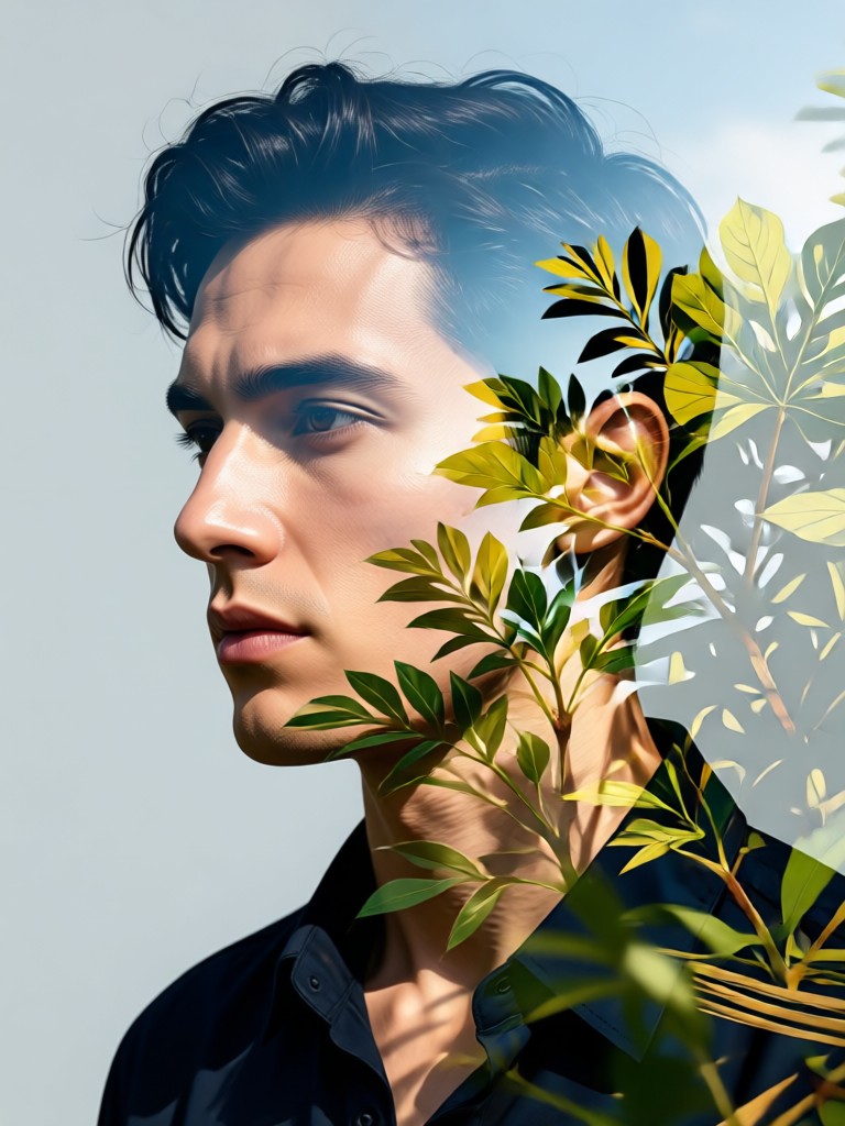 Mountain landscape blended portrait