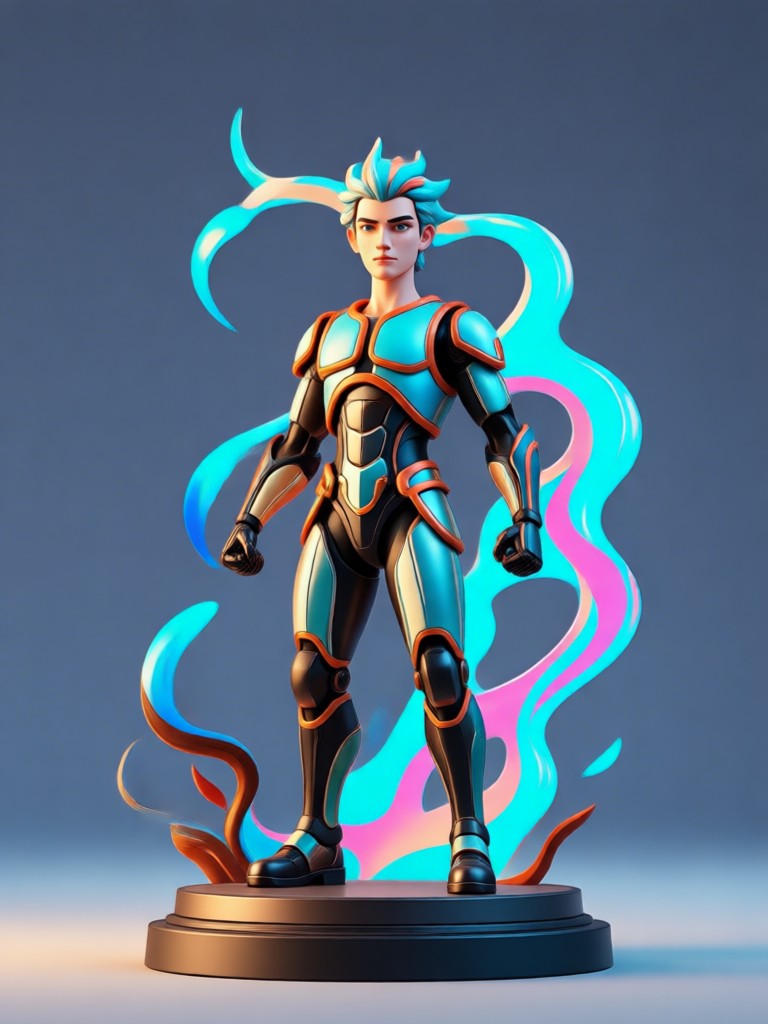 A 3D figurine scene with multiple characters interacting