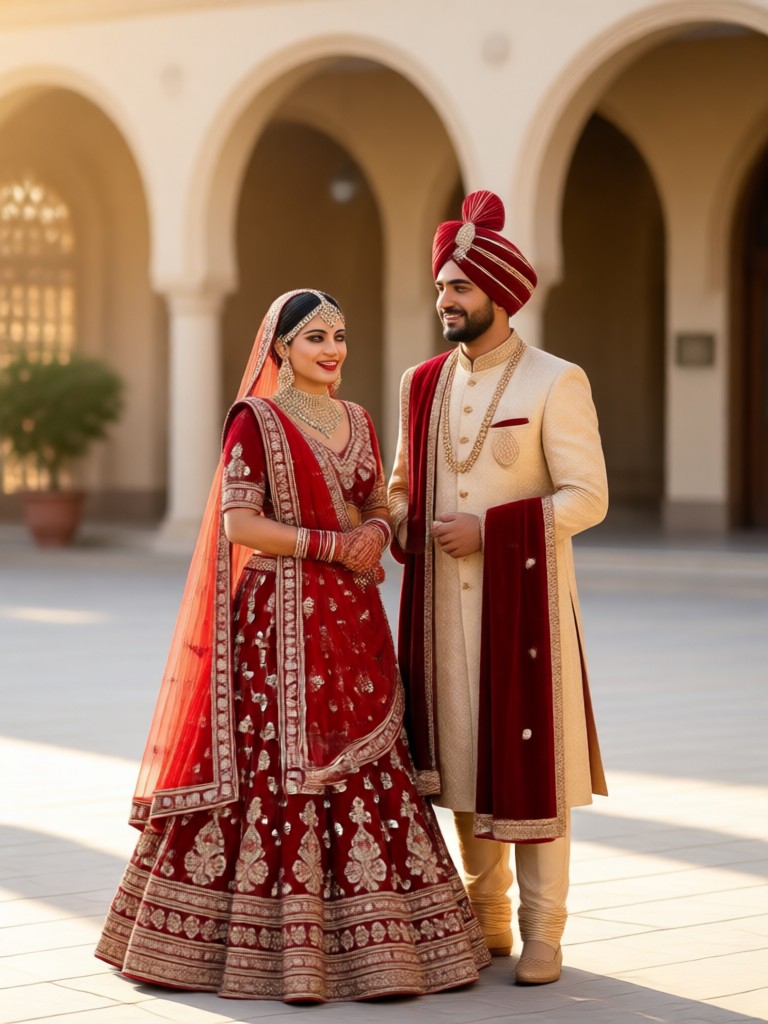Heavy embroidery bridal lehenga AI generated photo