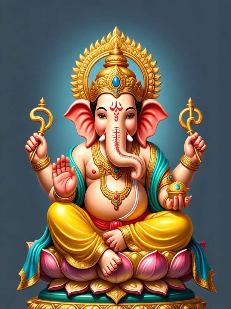 3D render style Lord Ganesha AI photo