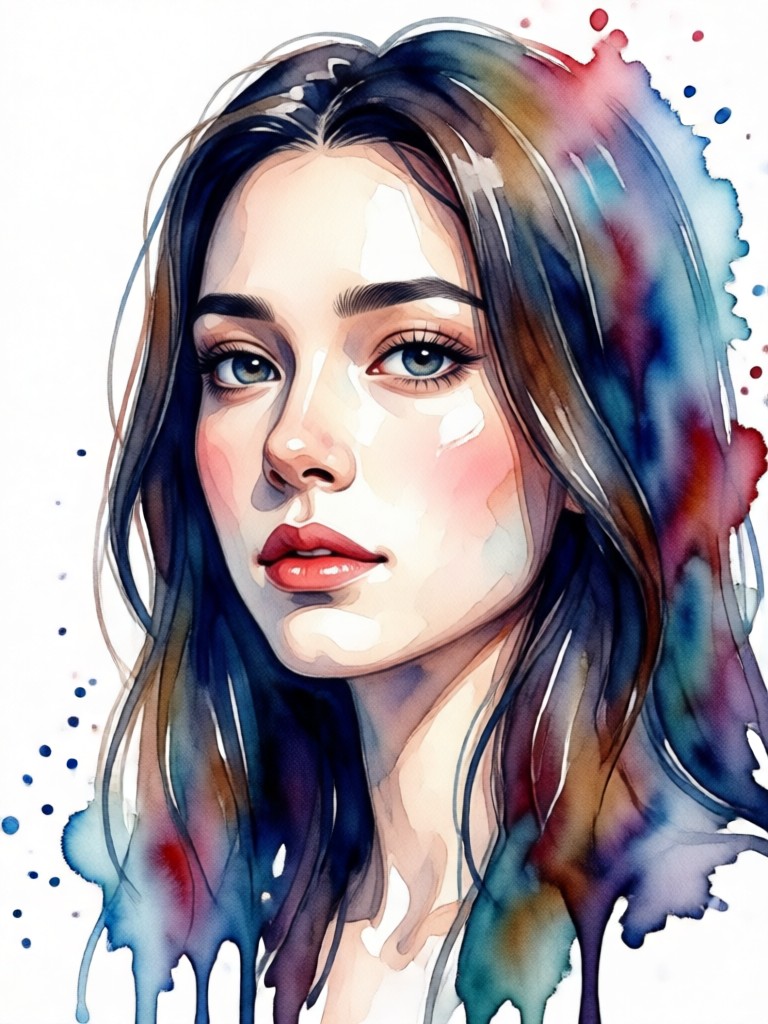 Couple portrait in a romantic watercolor style