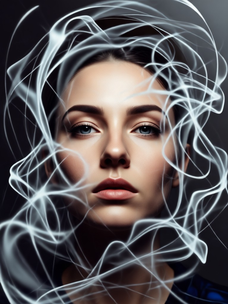 Portrait with dense, ominous shadow smoke