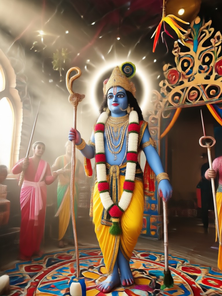 Modern digital art style Krishna portrait