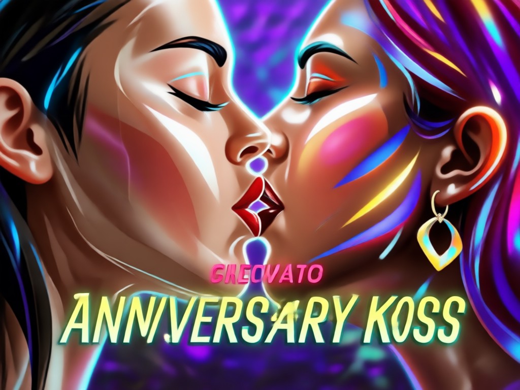 Realistic AI kiss animation close up