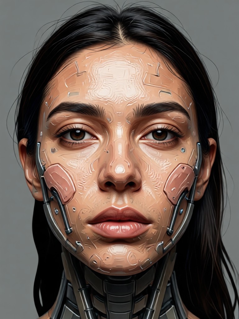 Dramatic lighting red black AI portrait