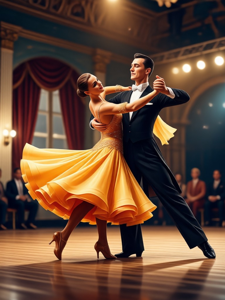 Couple dancing in AI generated ballroom