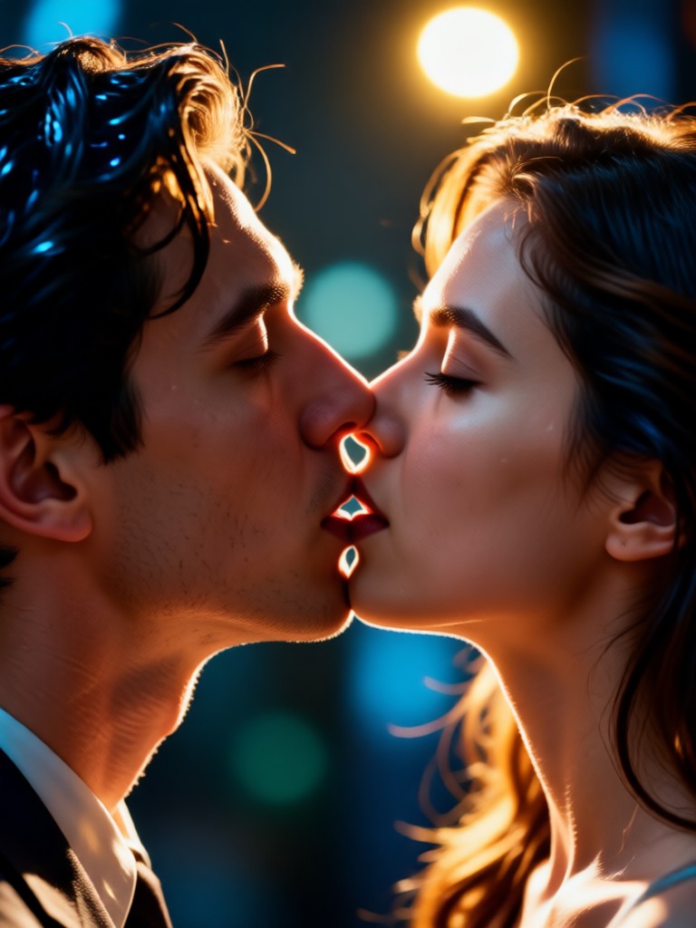 Escena de Beso Apasionado de Película de Acción