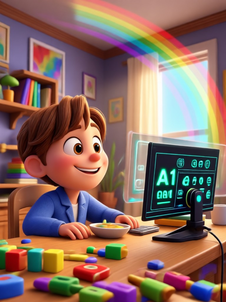 Vintage photo revived as a Pixar style character