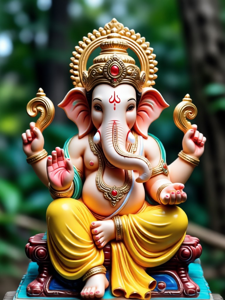 Vídeo con IA de Ganesha sosteniendo un modak en movimiento