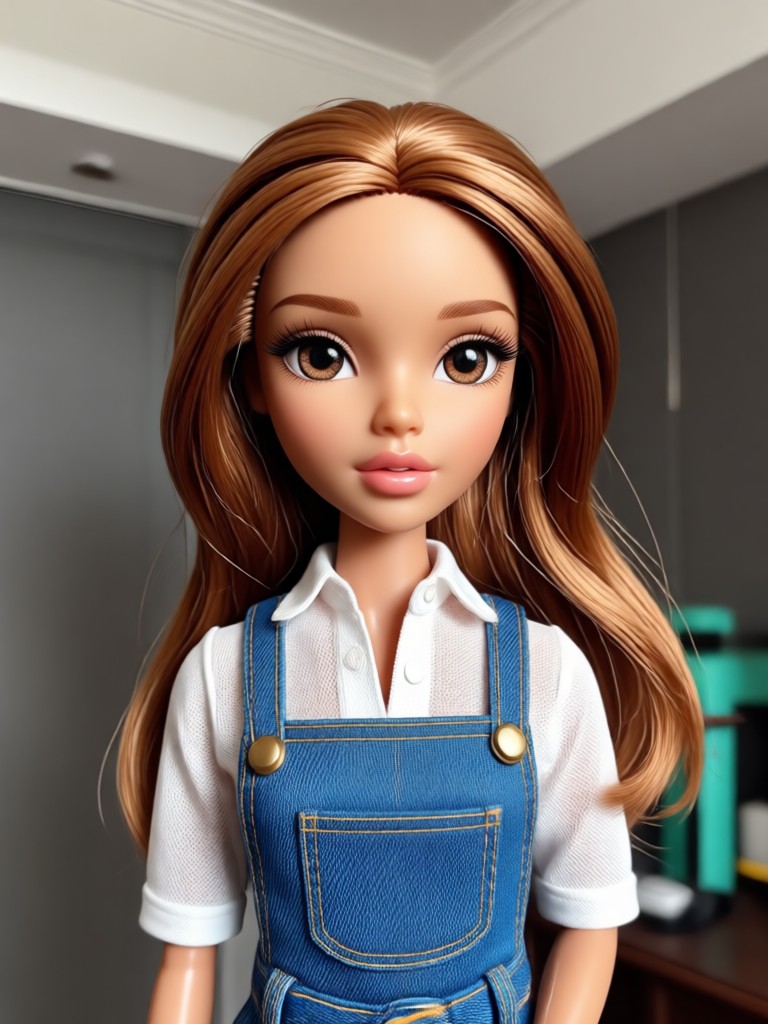 Muñeca de caricatura estilo kawaii con orejas de animal