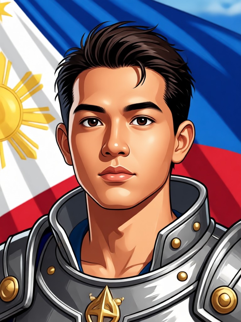 Potret AI Jose Rizal dengan pakaian tradisional