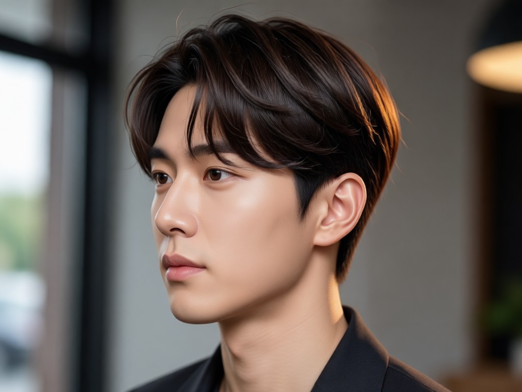 Man trying Korean hairstyle with AI