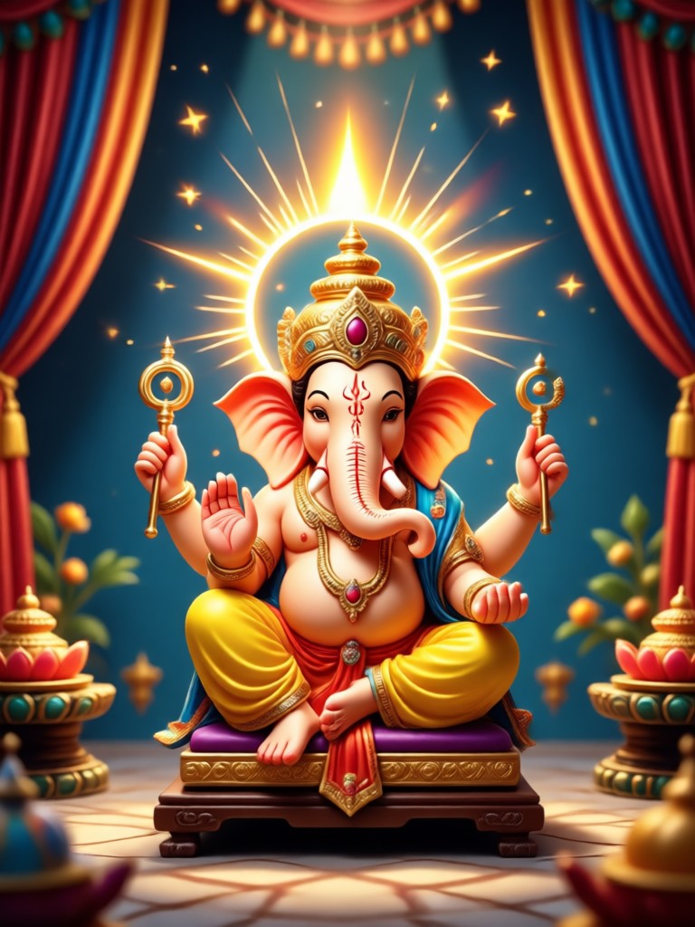 Ganesh-Chaturthi-Pandal-Szene mit KI erstellt