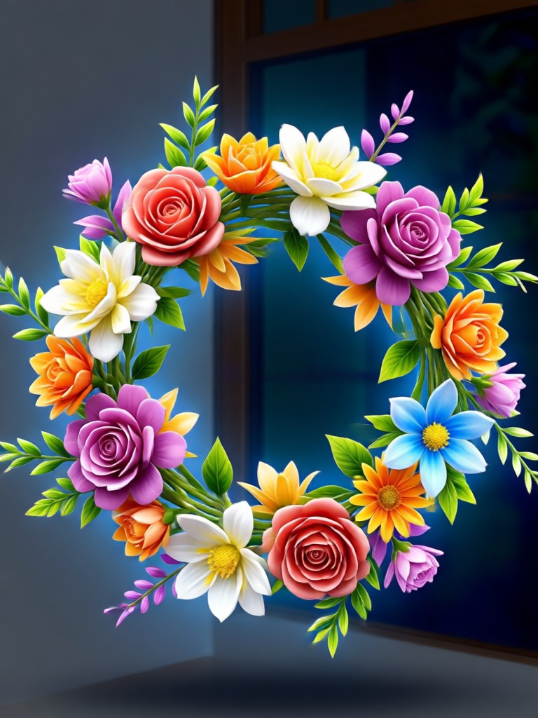 vintage style floral wreath AI filter