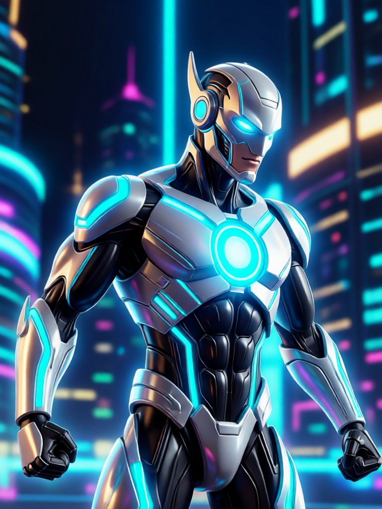 Fantasy warrior with glowing sword AI art