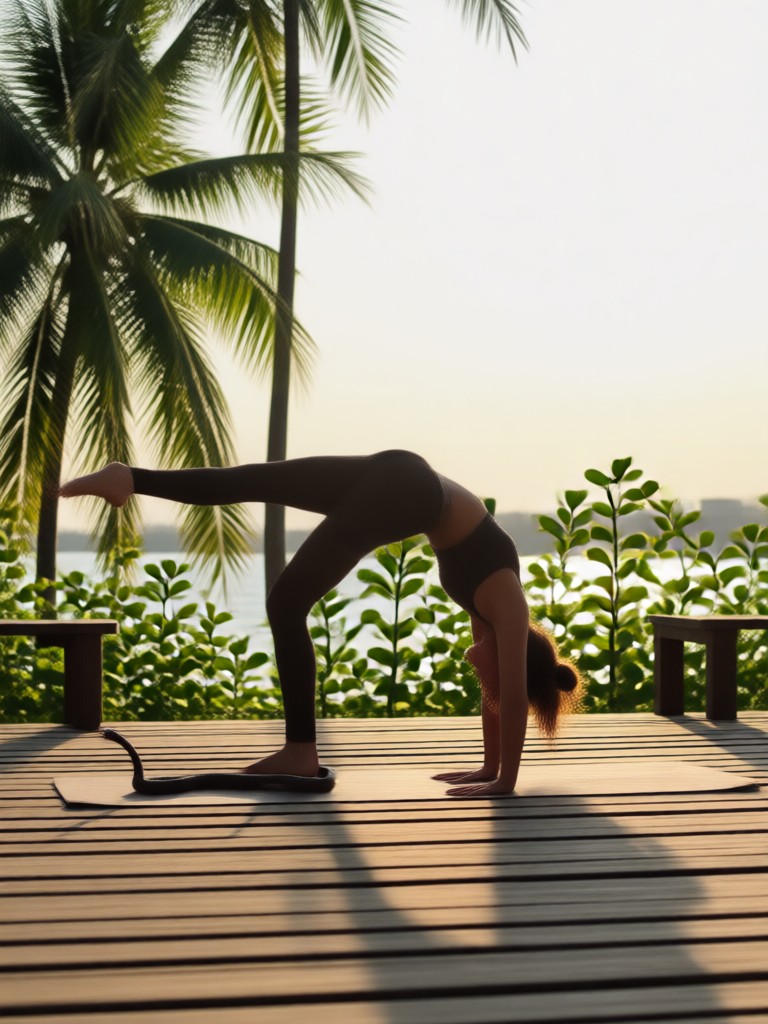 Yoga image AI generator cobra pose wildflowers