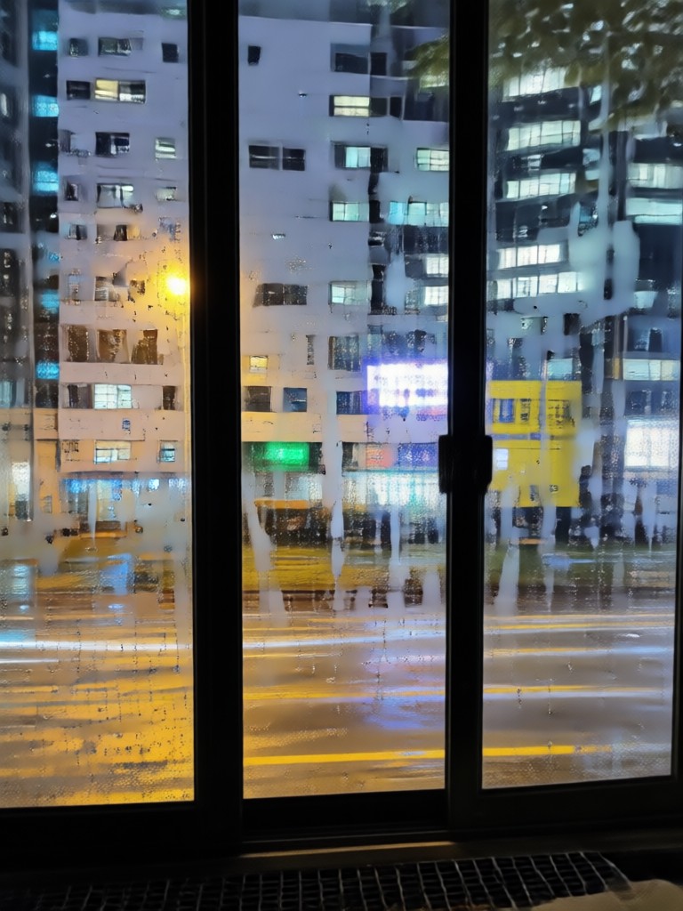 보케 효과 도시 불빛 배경의 시네마틱 포옹