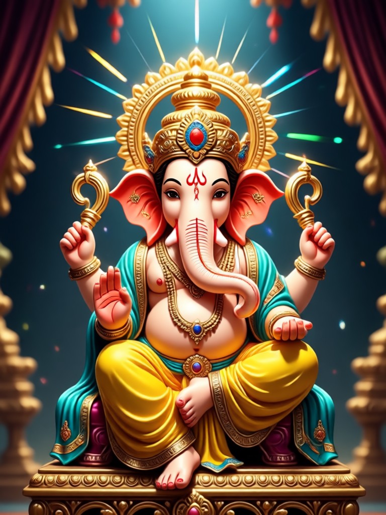 Animated Ganpati with gentle head movement and smiling expression