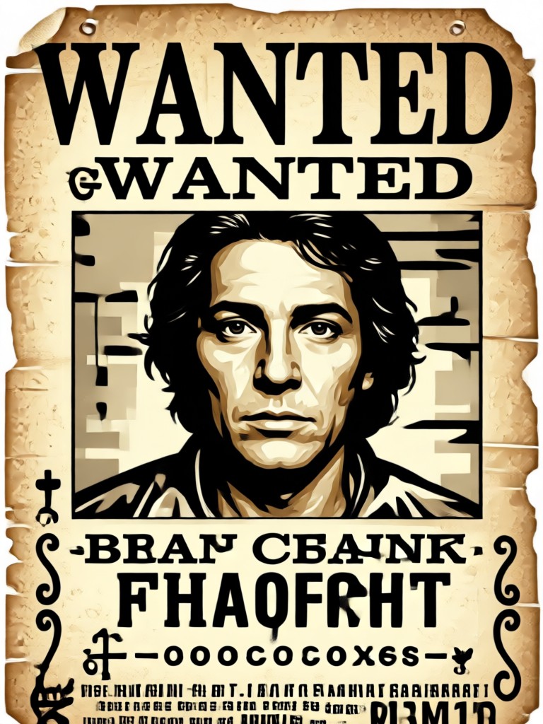 Dramatic noir style wanted poster