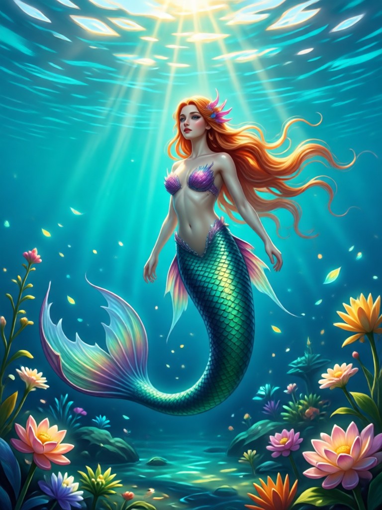 Mermaid with detailed octopus tentacle hair