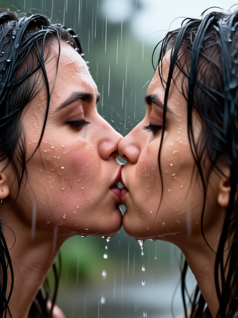 Romantic AI kiss effect with cinematic lighting