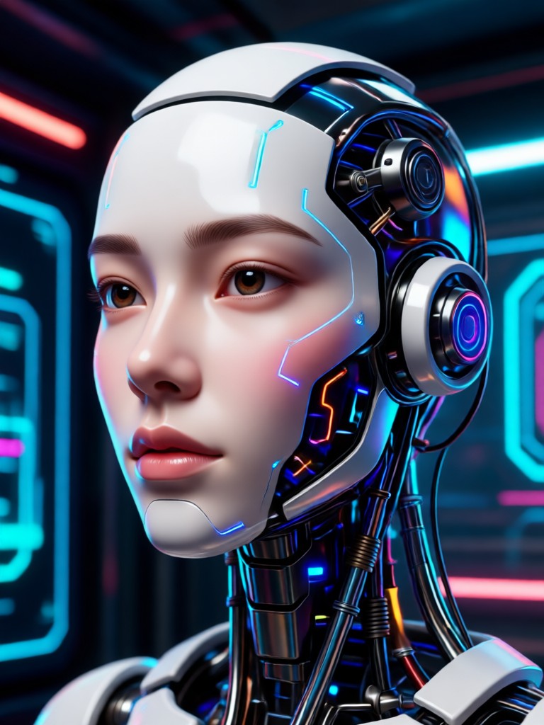 Steampunk inspired AI character face