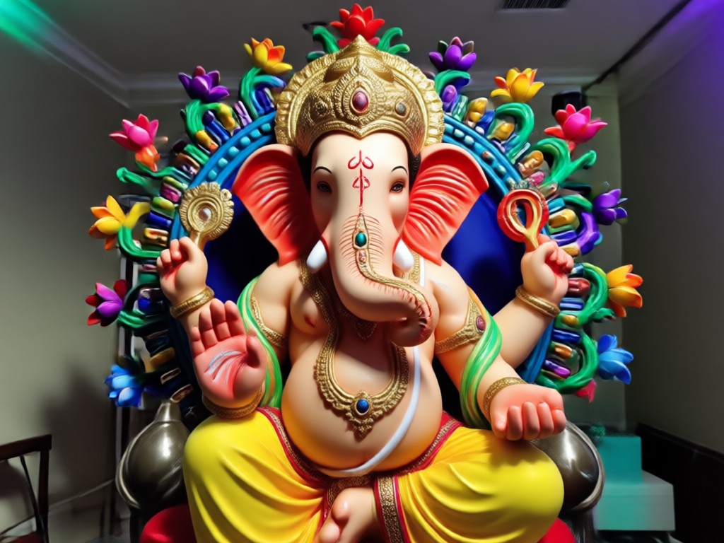 Devotee using app to create Ganesha video
