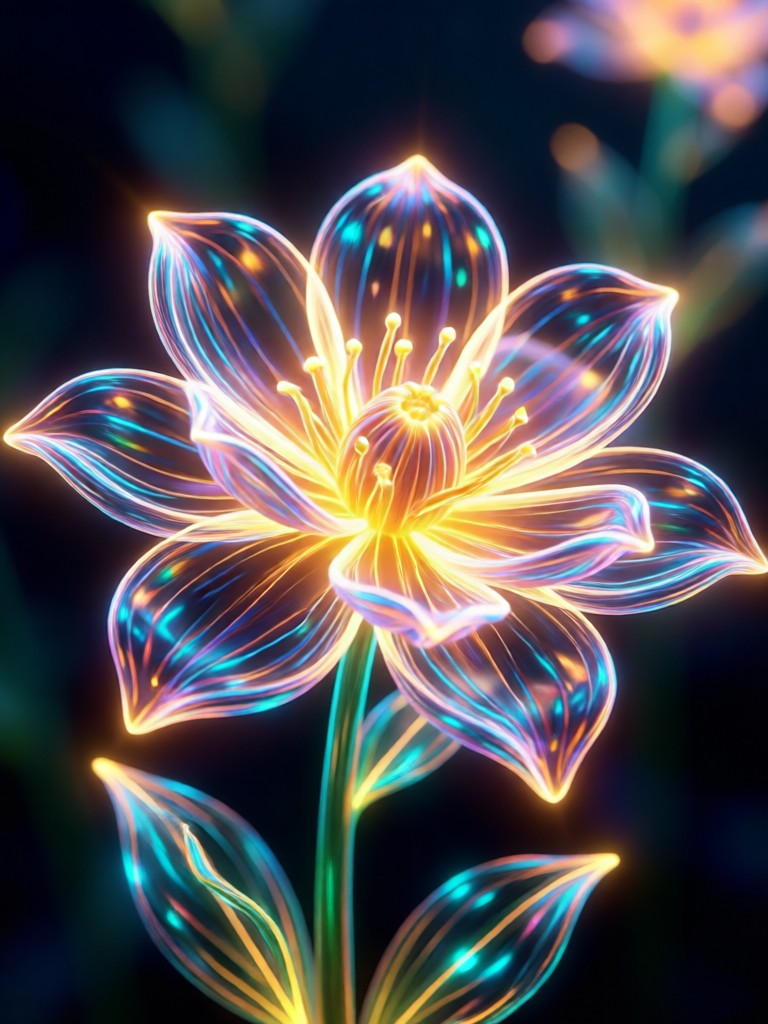 Night scene with neon light bloom