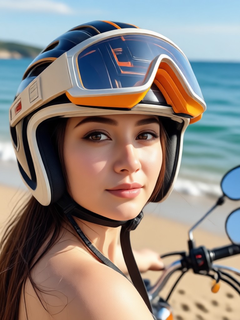 AI generated cafe racer on a pebble beach at dusk