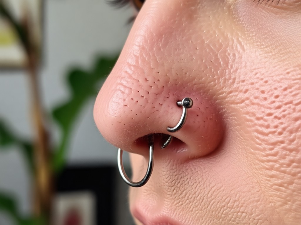 Realistic nose piercing preview with AI filter