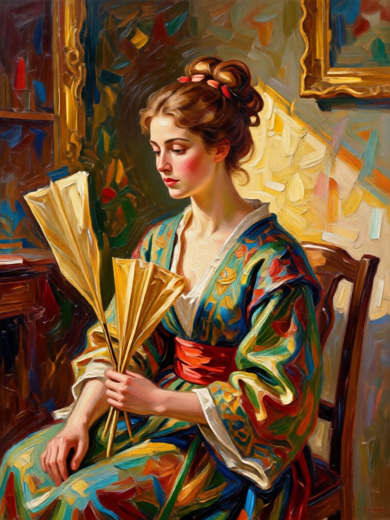 Portrait with dramatic oil painting lighting