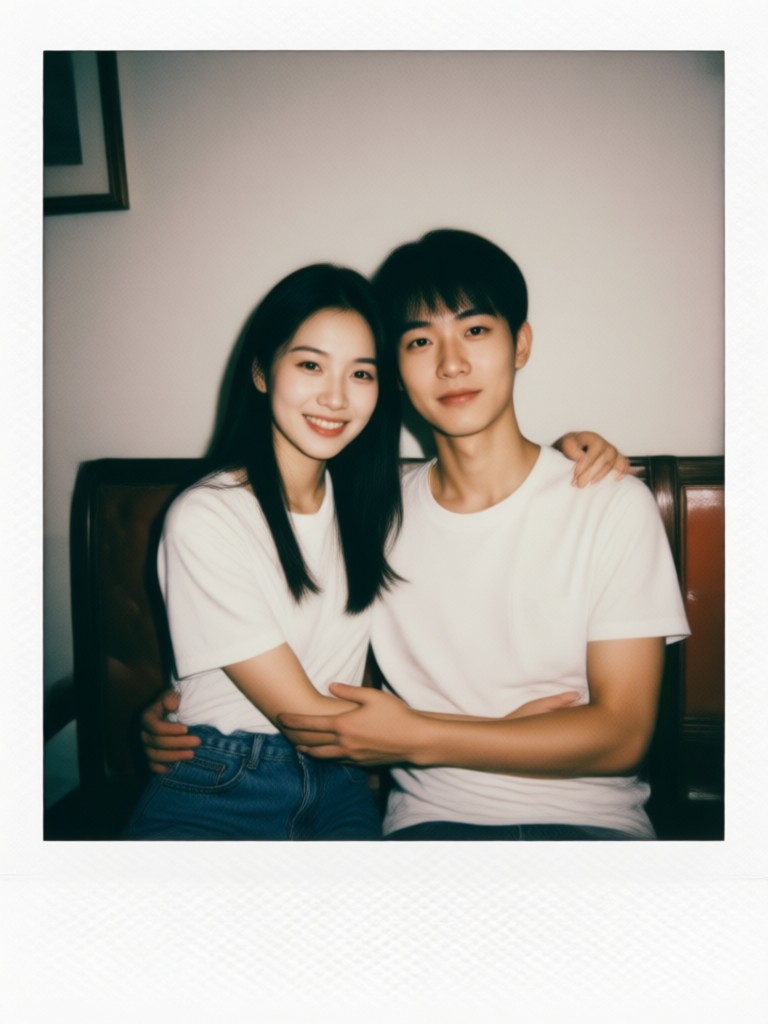 Group photo with Polaroid filter applied by AI