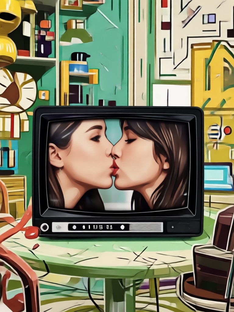 retro 70s film style kissing scene ai generated