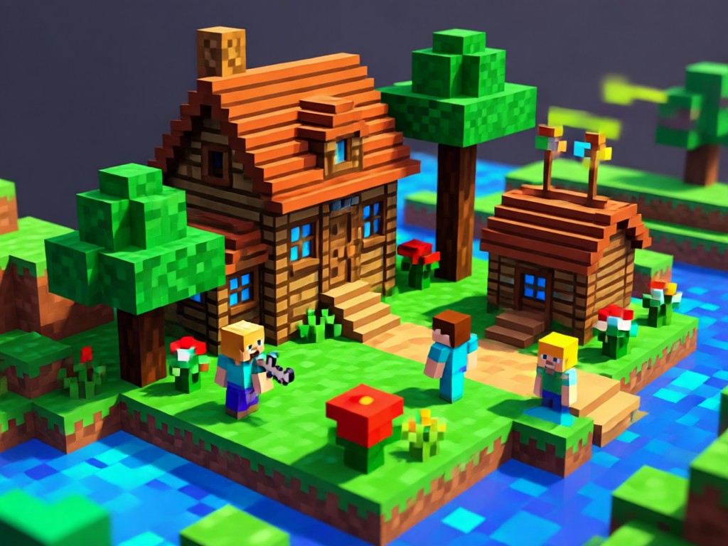 A content creator using AI Minecraft art for a YouTube thumbnail