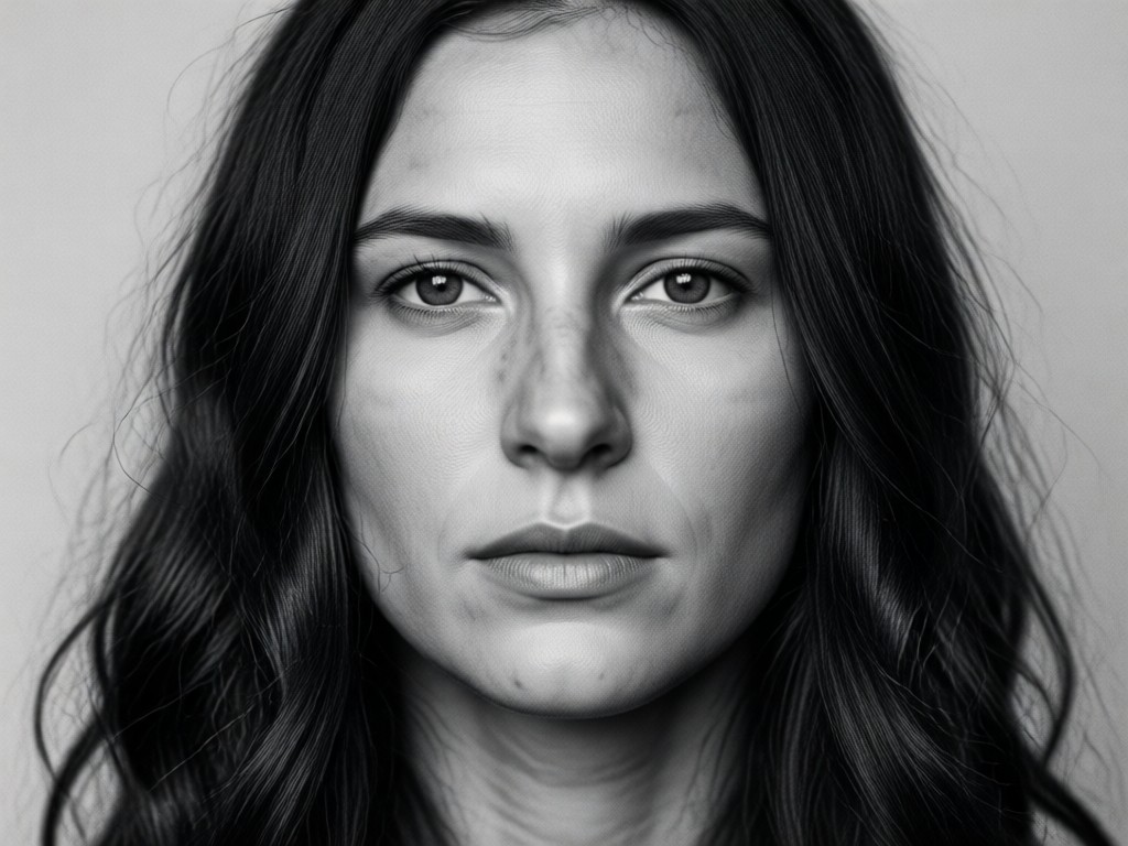 Comparison of color photo to AI black and white portrait